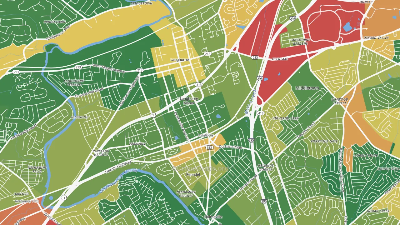 Langhorne Manor, PA Map of Burglary Rates