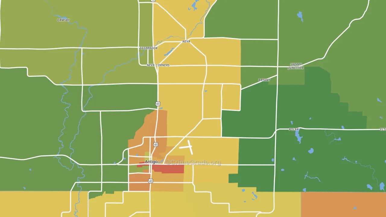 Langlade County, WI Map of Burglary Rates