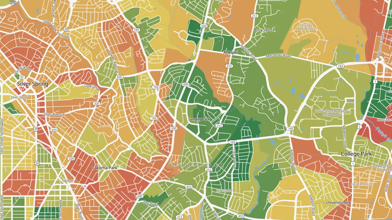 Langley Park, Hyattsville, MD Map of Burglary Rates