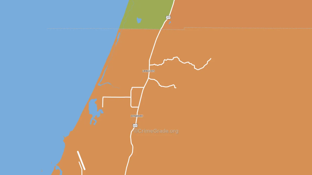 Langlois, OR Map of Burglary Rates