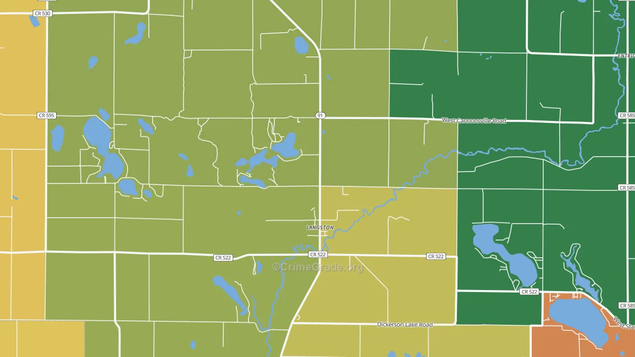 Langston, MI Map of Burglary Rates