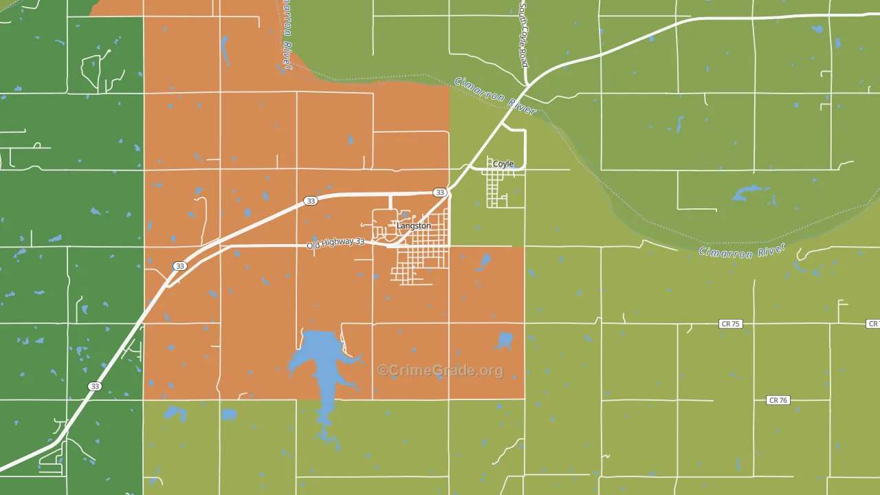 Langston, OK Map of Burglary Rates