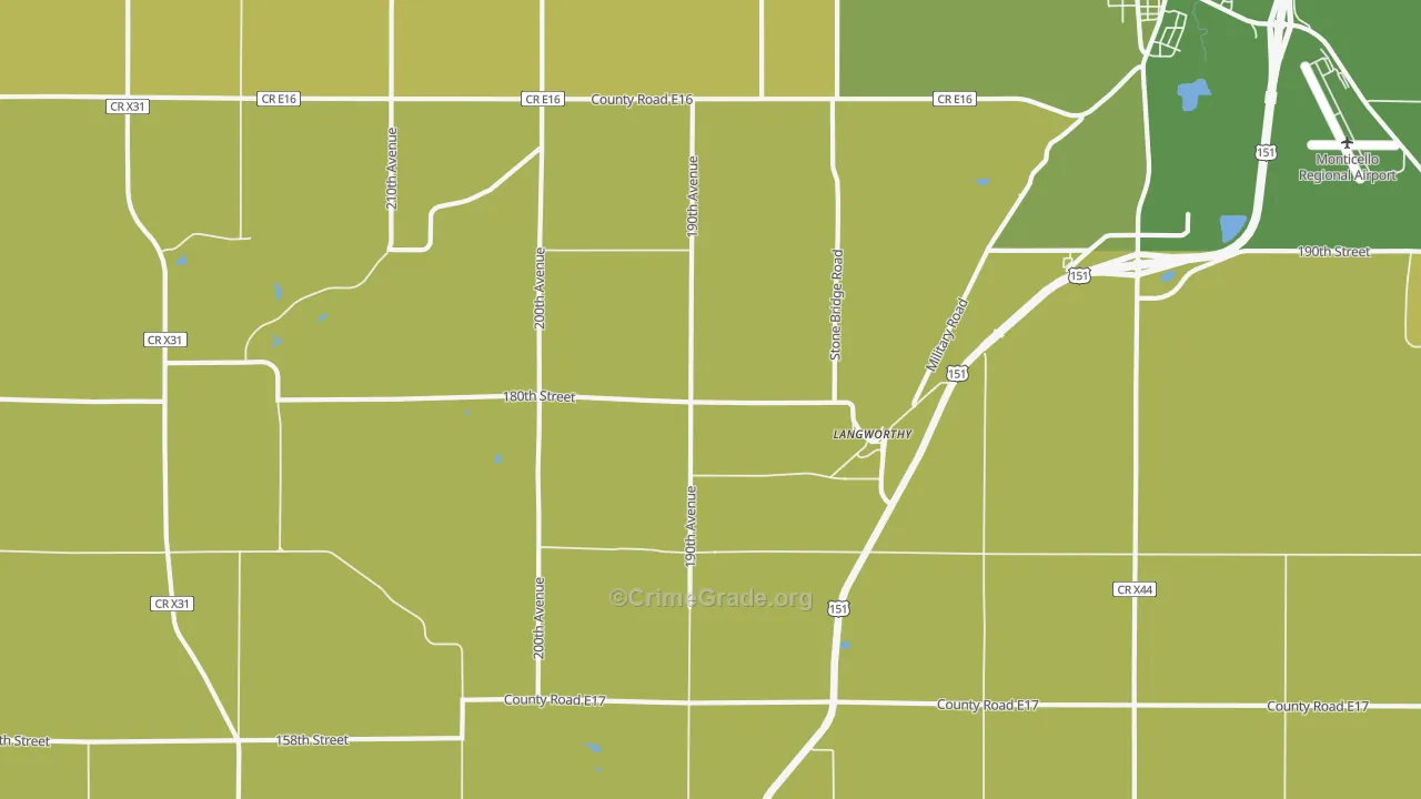 Langworthy, IA Map of Burglary Rates