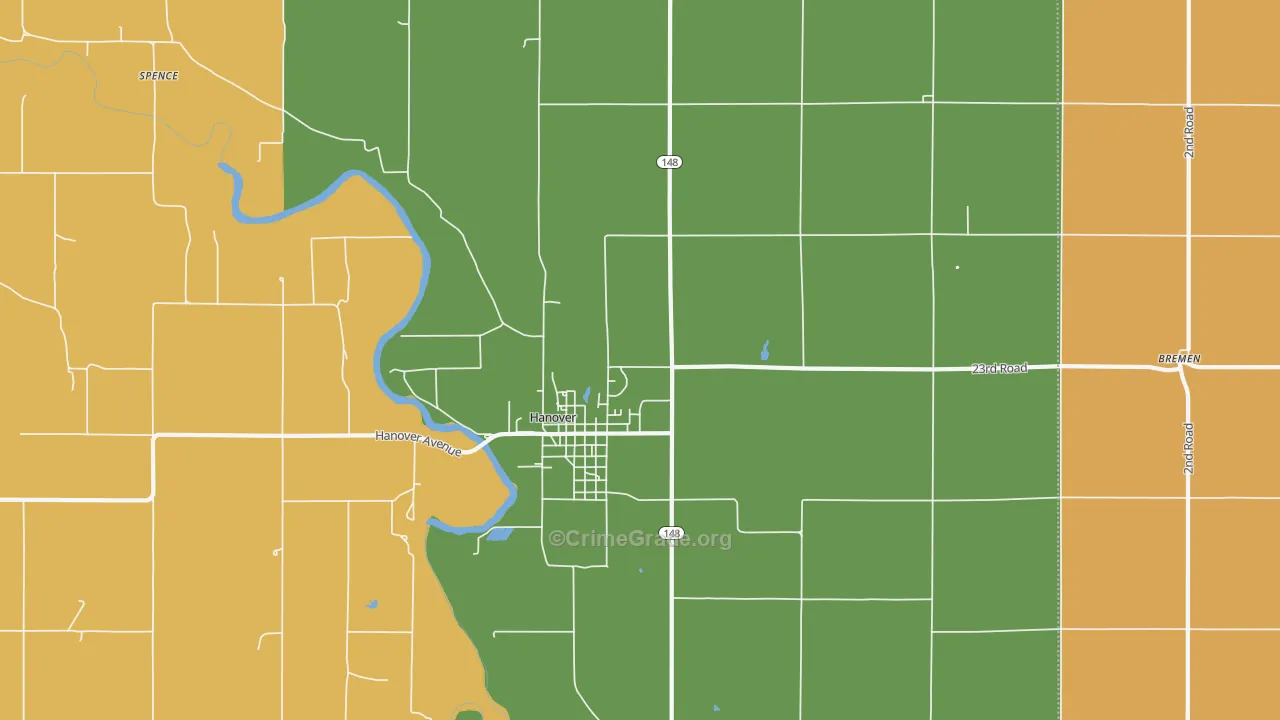 Lanham, KS Map of Burglary Rates