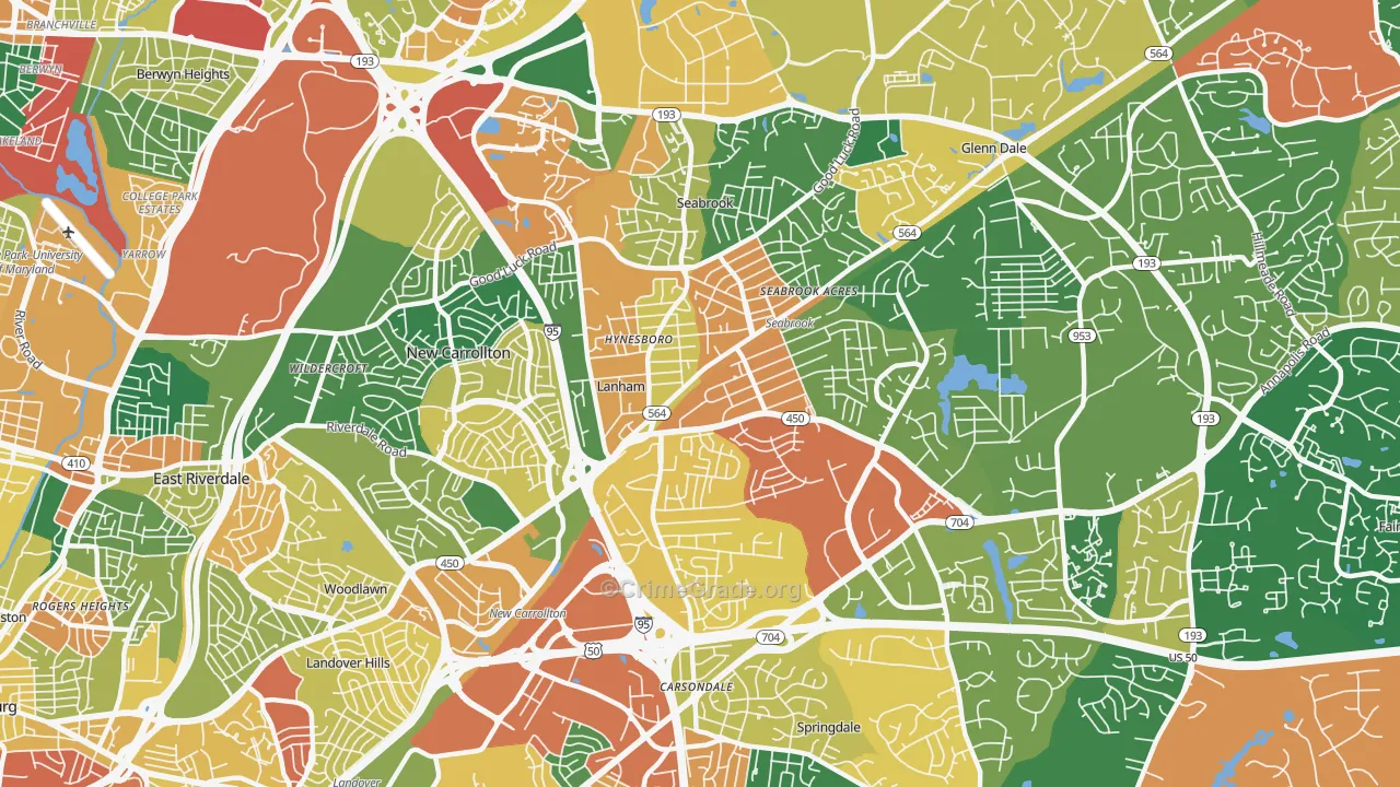 Lanham, MD Map of Burglary Rates