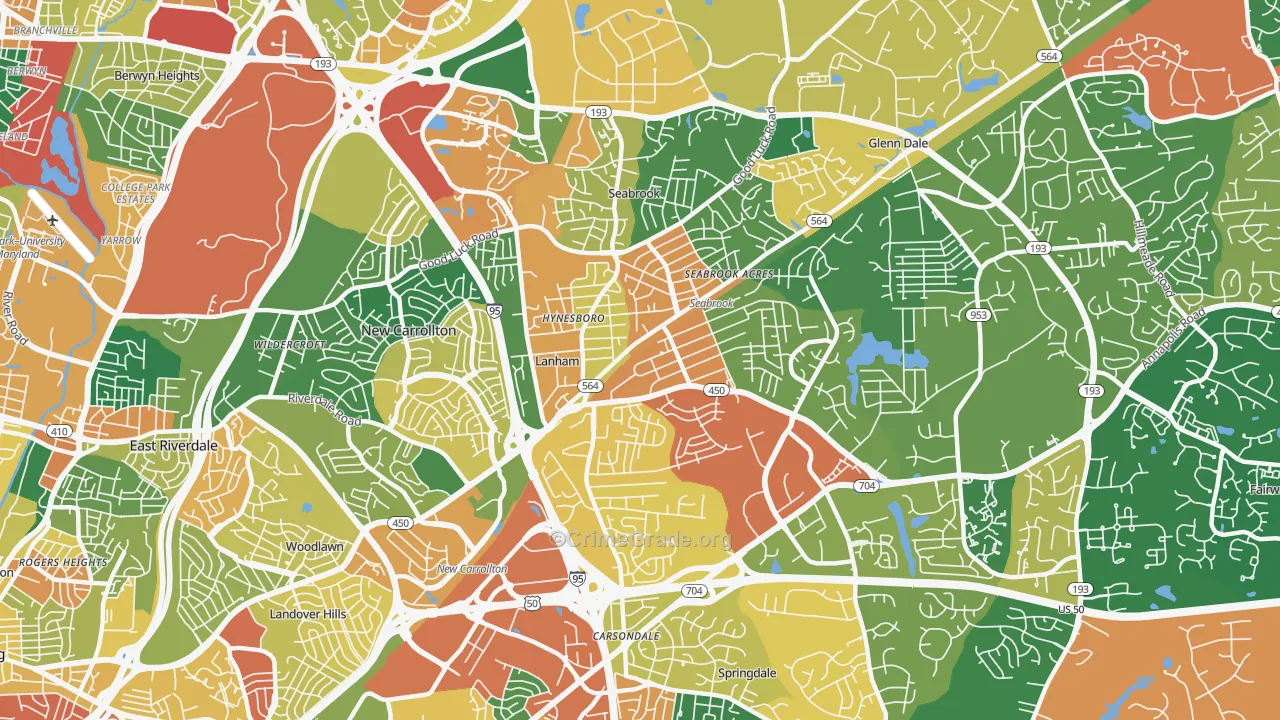 Lanham-Seabrook, Lanham, MD Map of Burglary Rates