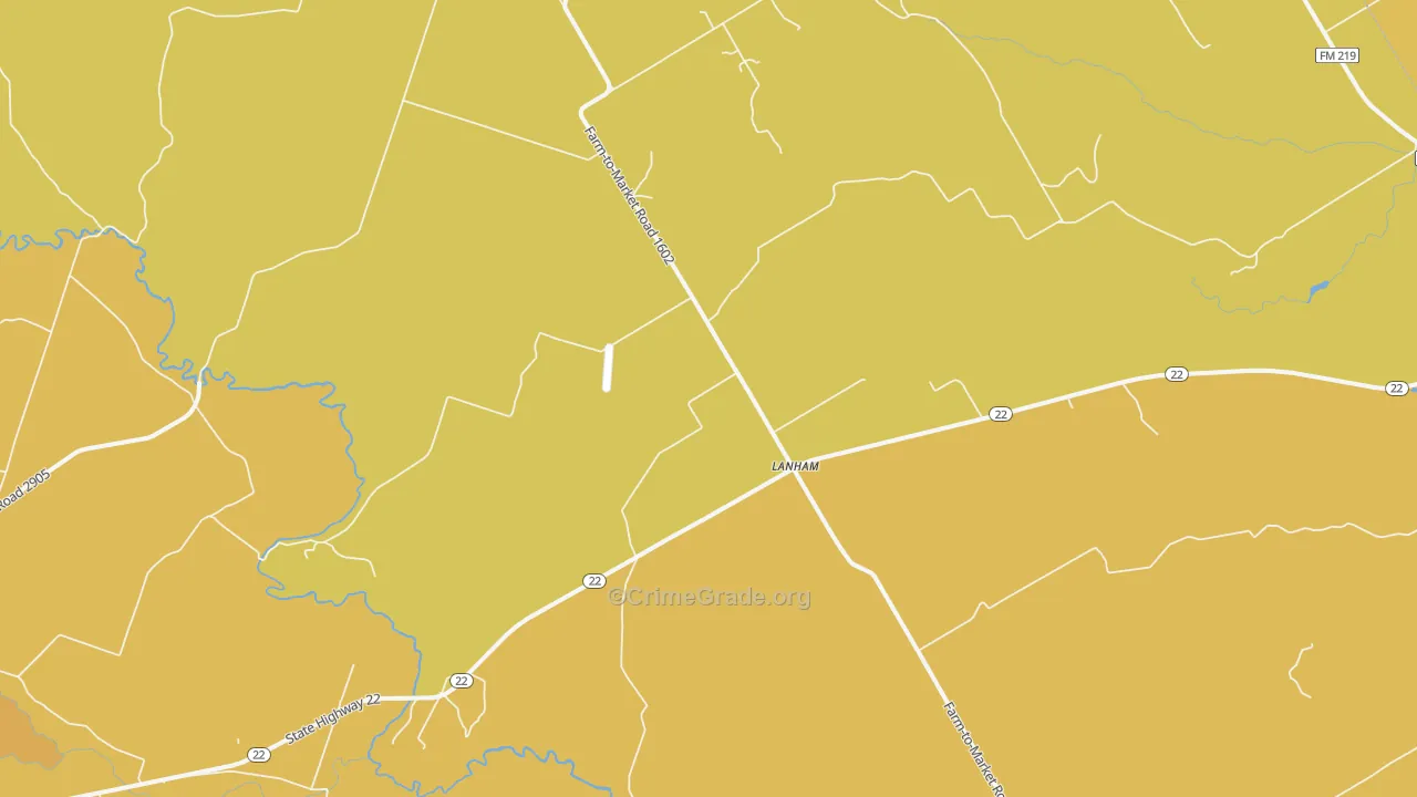 Lanham, TX Map of Burglary Rates
