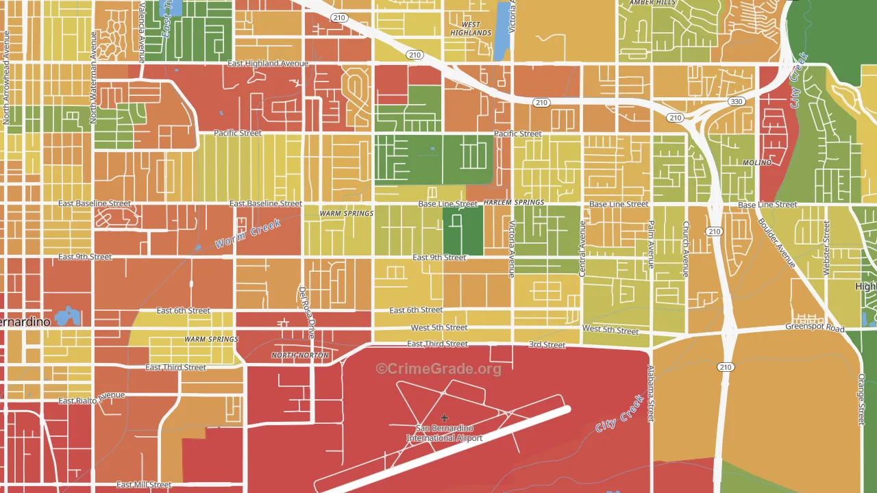 Lankershim, Highland, CA Map of Burglary Rates