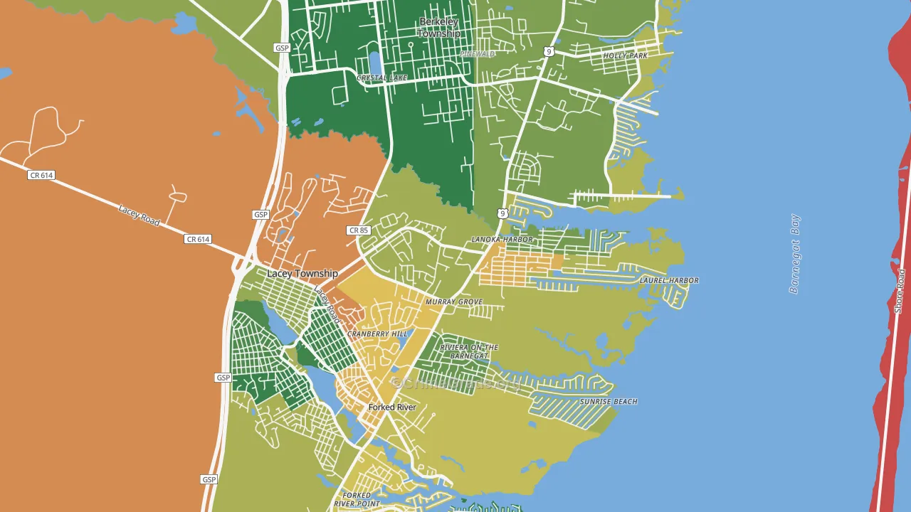 Lanoka Harbor, NJ Map of Burglary Rates