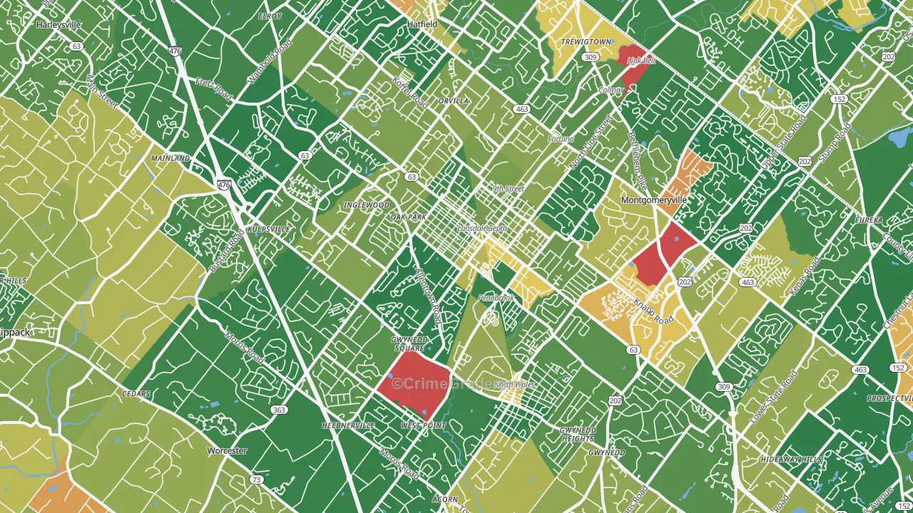 Lansdale, PA Map of Burglary Rates