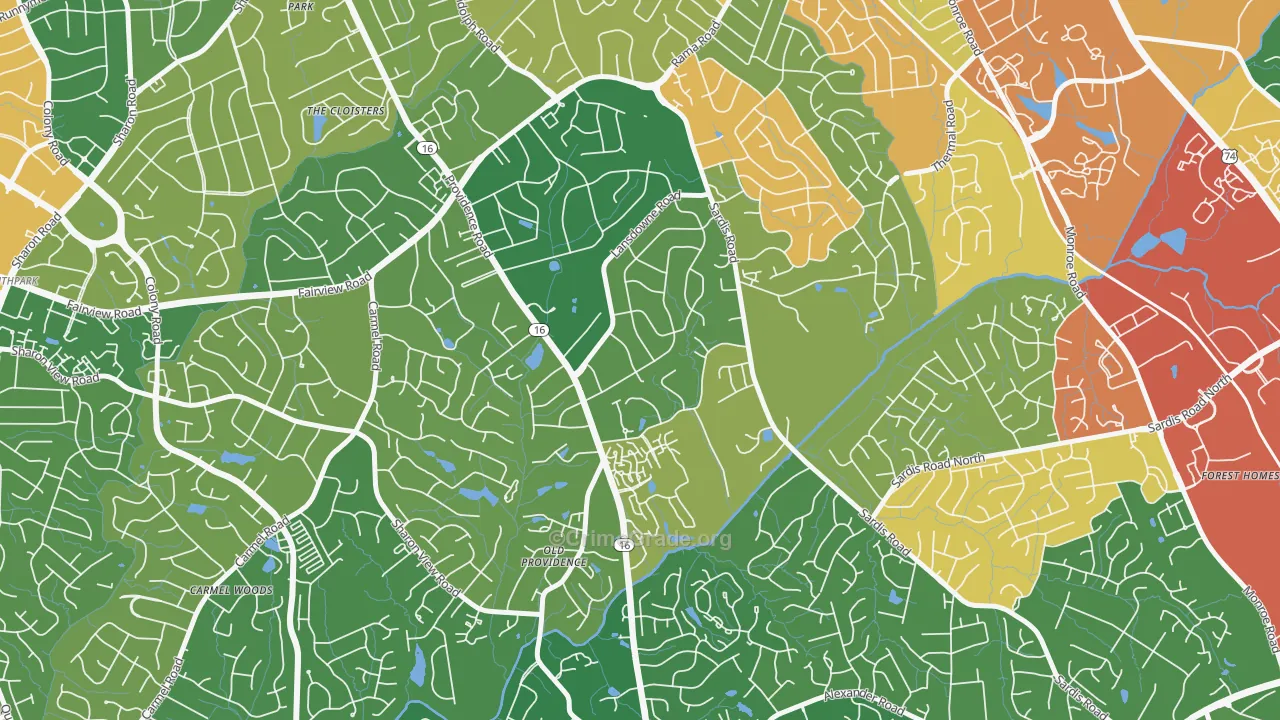 Lansdowne, Charlotte, NC Map of Burglary Rates