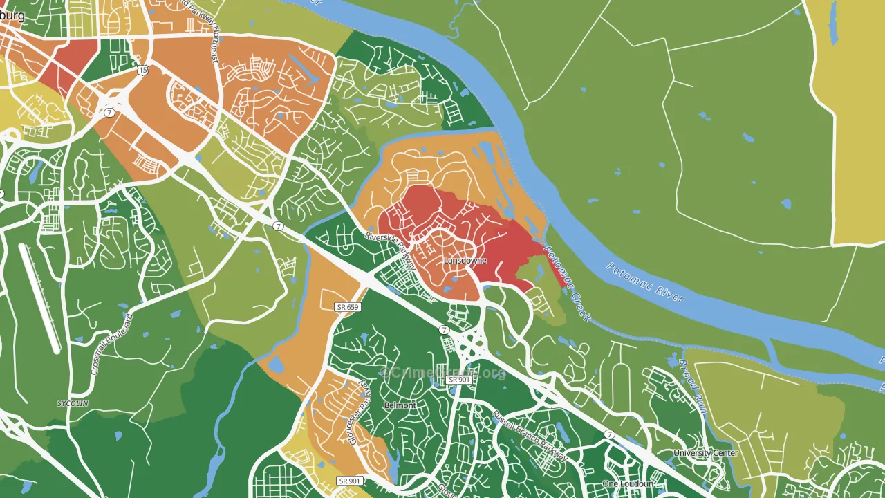 Lansdowne, VA Map of Burglary Rates