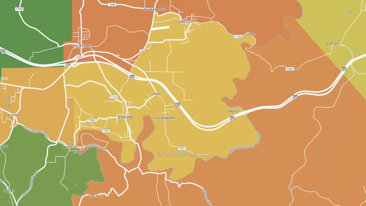 Lanse, PA Map of Burglary Rates