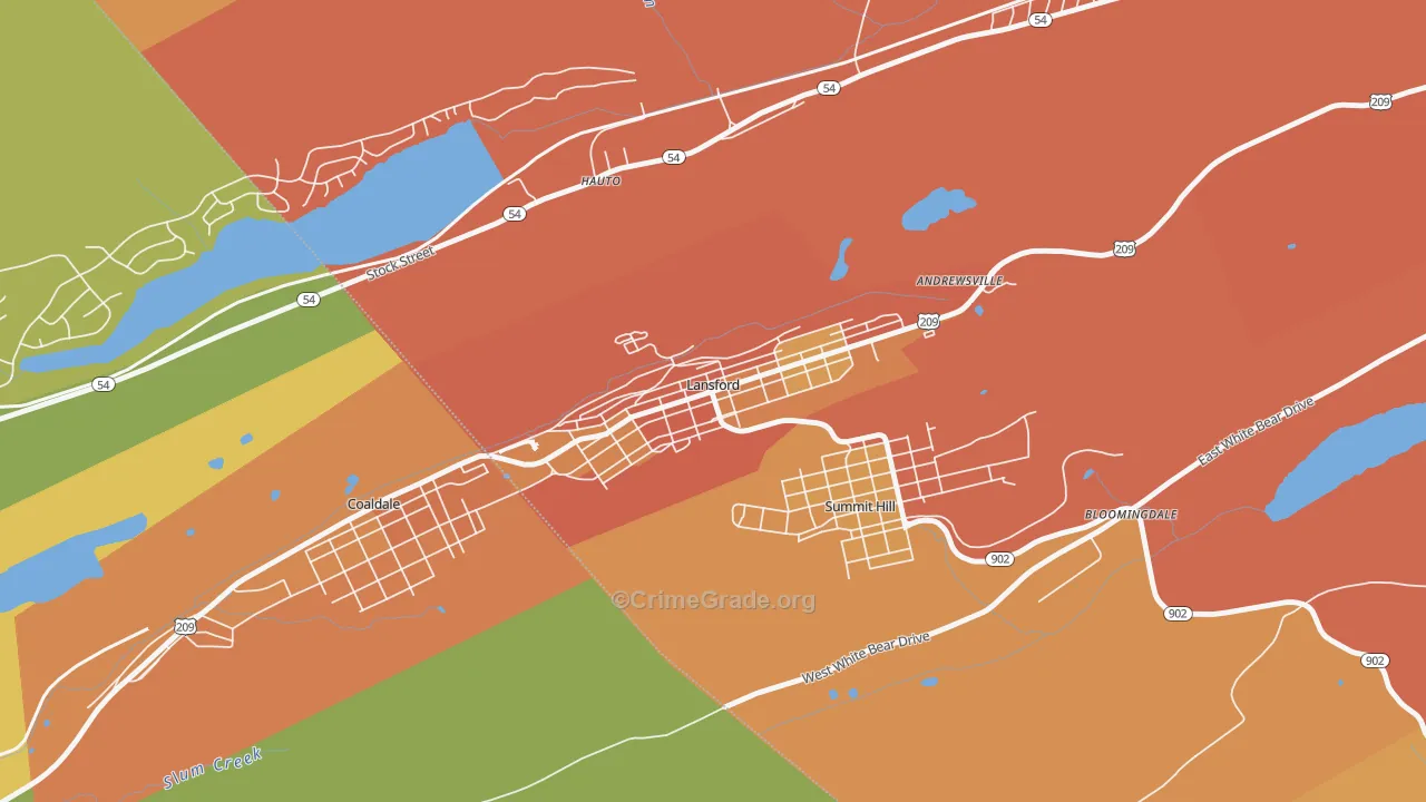 Lansford, PA Map of Burglary Rates