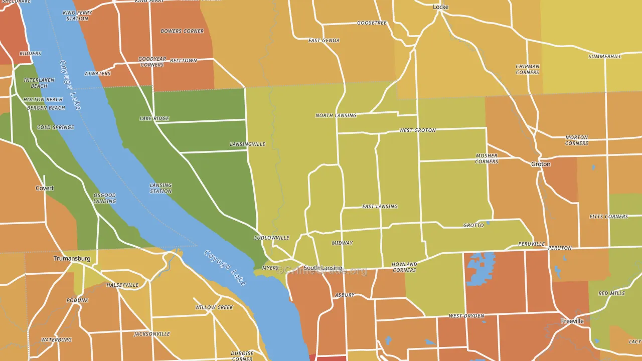 Lansing, NY Map of Burglary Rates