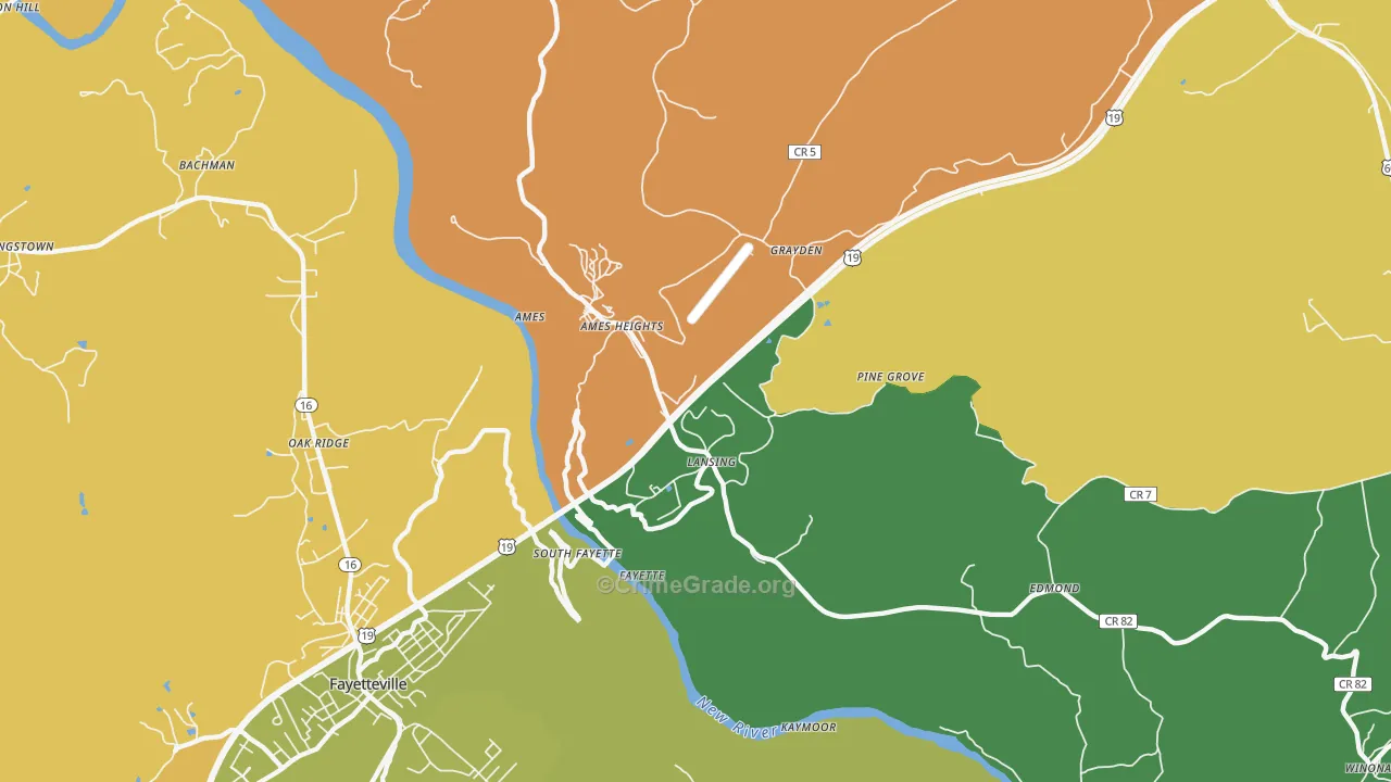 Lansing, WV Map of Burglary Rates