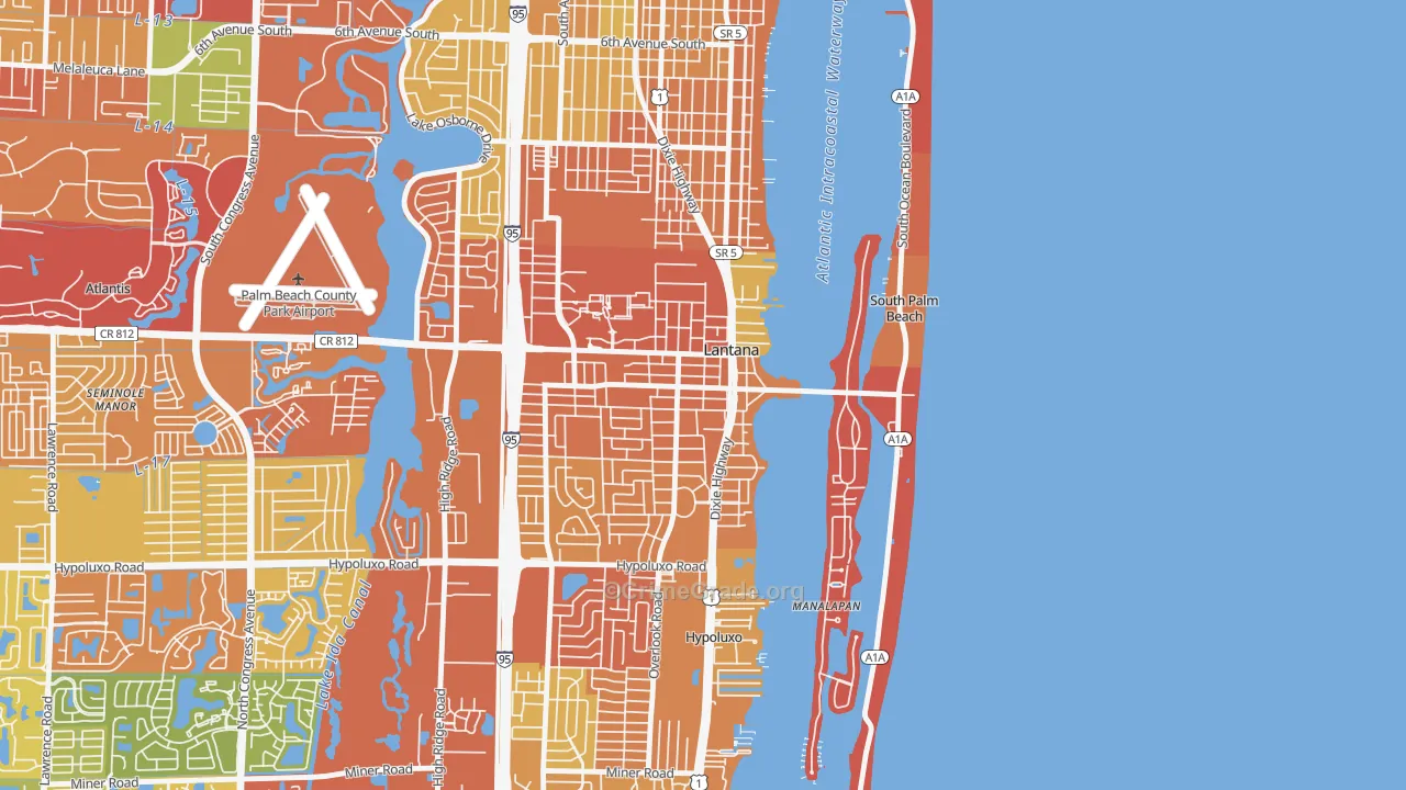 Lantana, FL Map of Burglary Rates