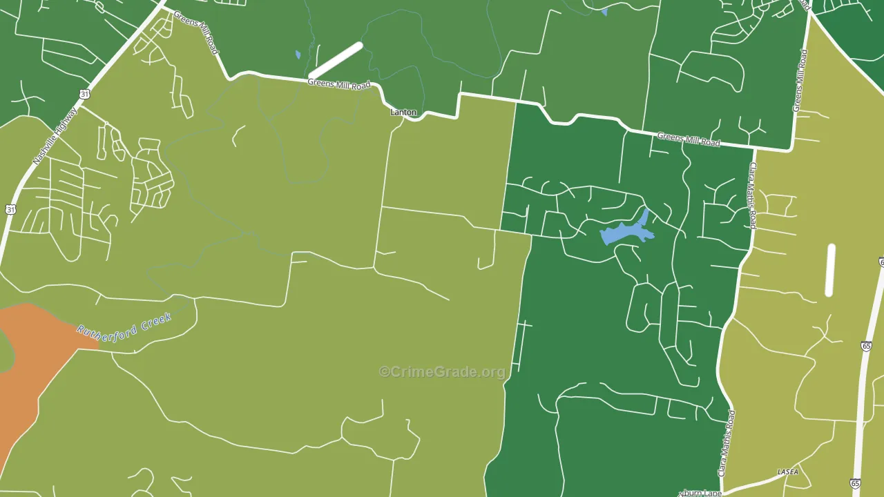 Lanton, TN Map of Burglary Rates