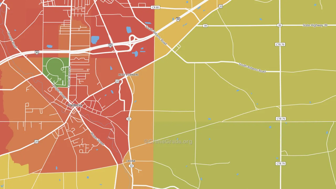 Laona, NY Map of Burglary Rates