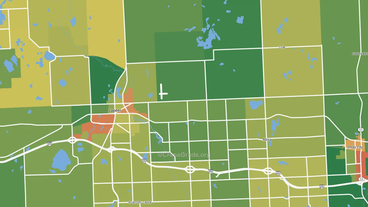 Lapeer County, MI Map of Burglary Rates