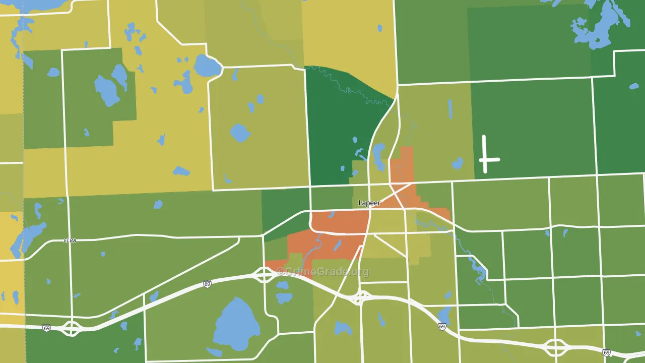 Lapeer, MI Map of Burglary Rates