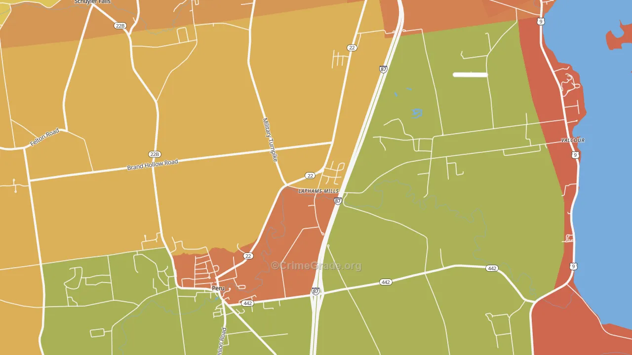 Laphams Mills, NY Map of Burglary Rates