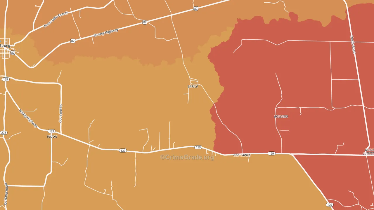 Lapile, AR Map of Burglary Rates