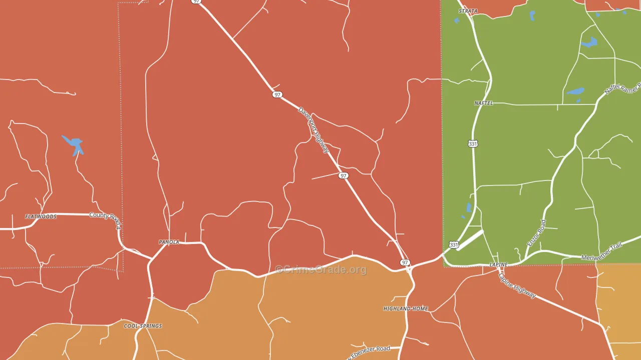 Lapine, AL Map of Burglary Rates