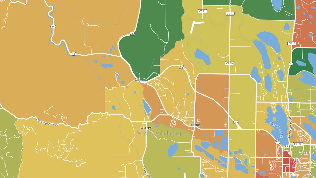 Laporte, CO Map of Burglary Rates