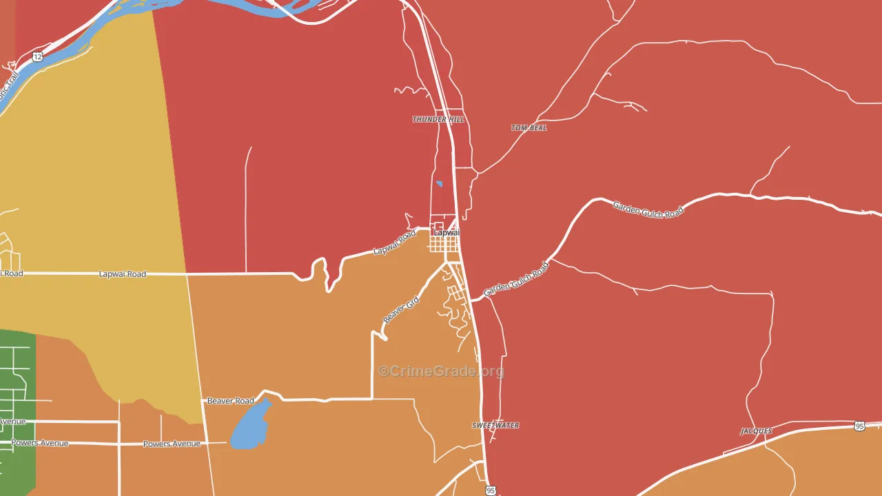 Lapwai, ID Map of Burglary Rates