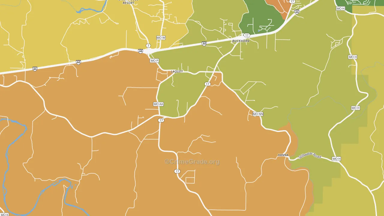 Laquey, MO Map of Burglary Rates