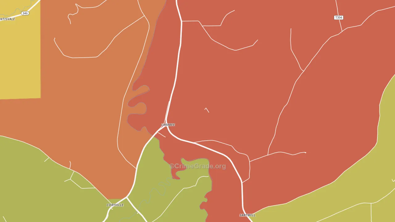 Larabee, PA Map of Burglary Rates