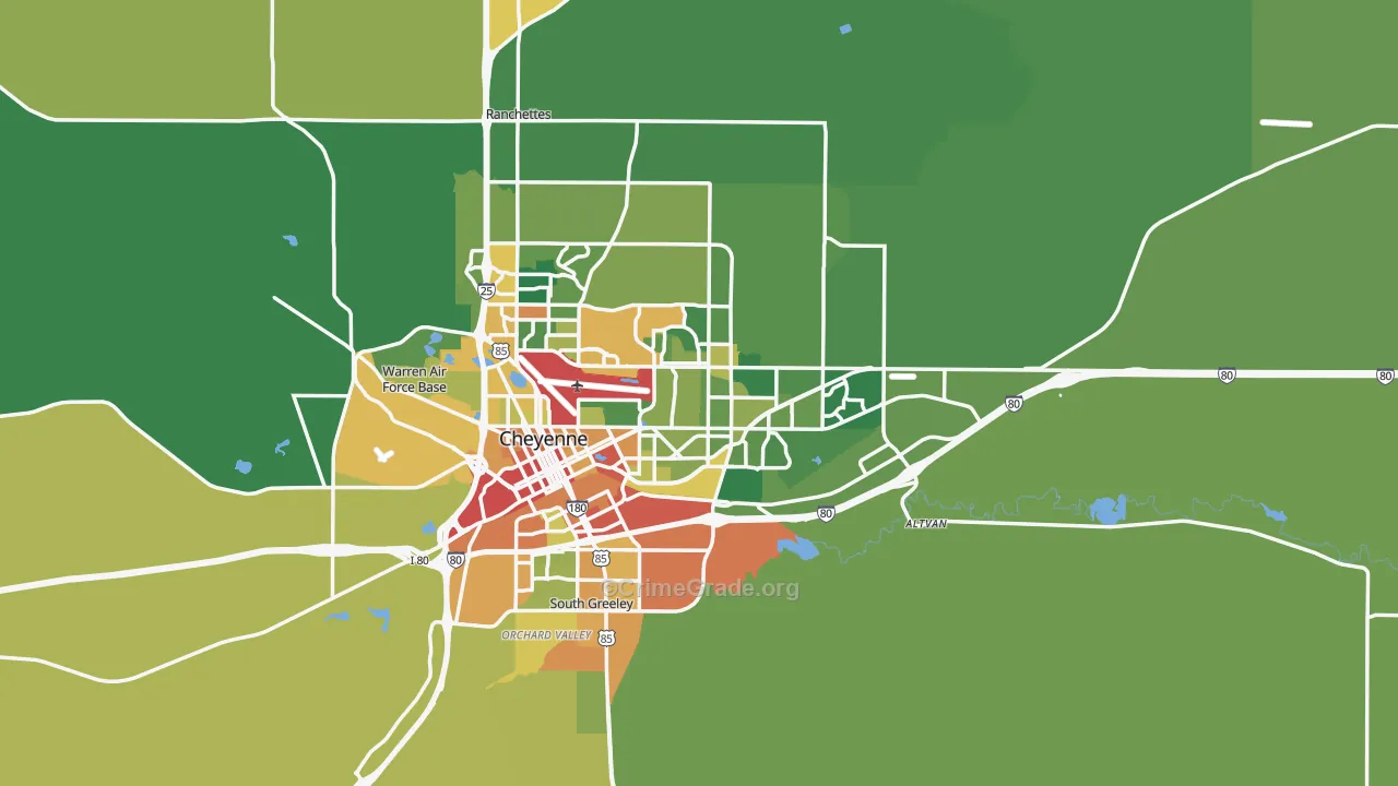 Laramie County, WY Map of Burglary Rates