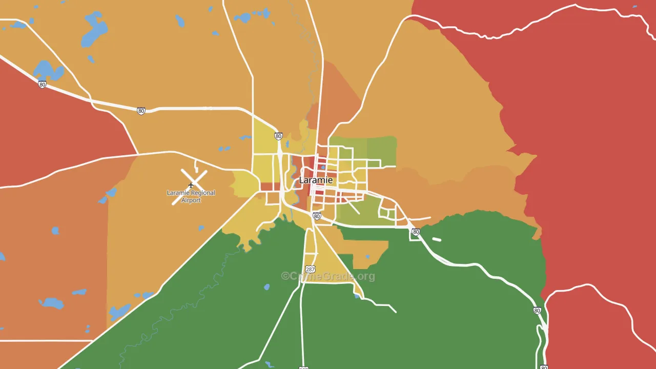 Laramie, WY Map of Burglary Rates