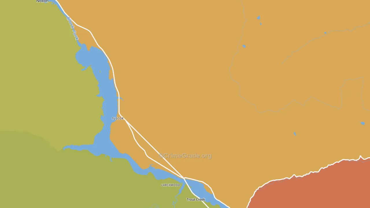 Larchwood, MT Map of Burglary Rates