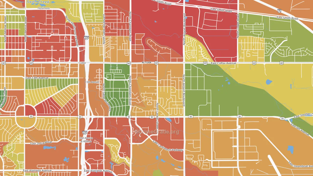 Laredo Highline, Aurora, CO Map of Burglary Rates