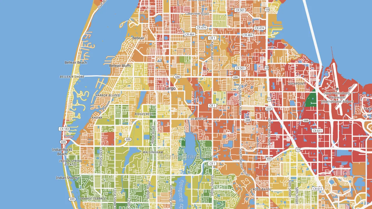 Largo, FL Map of Burglary Rates