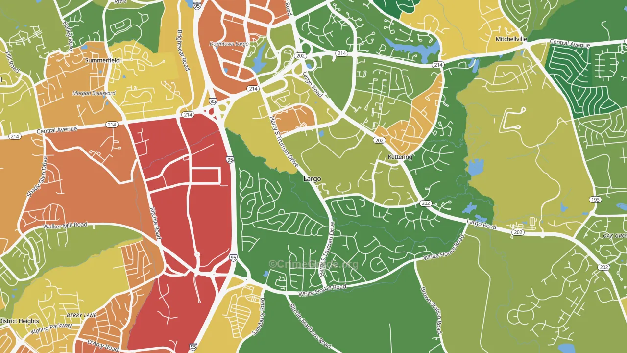Largo, MD Map of Burglary Rates