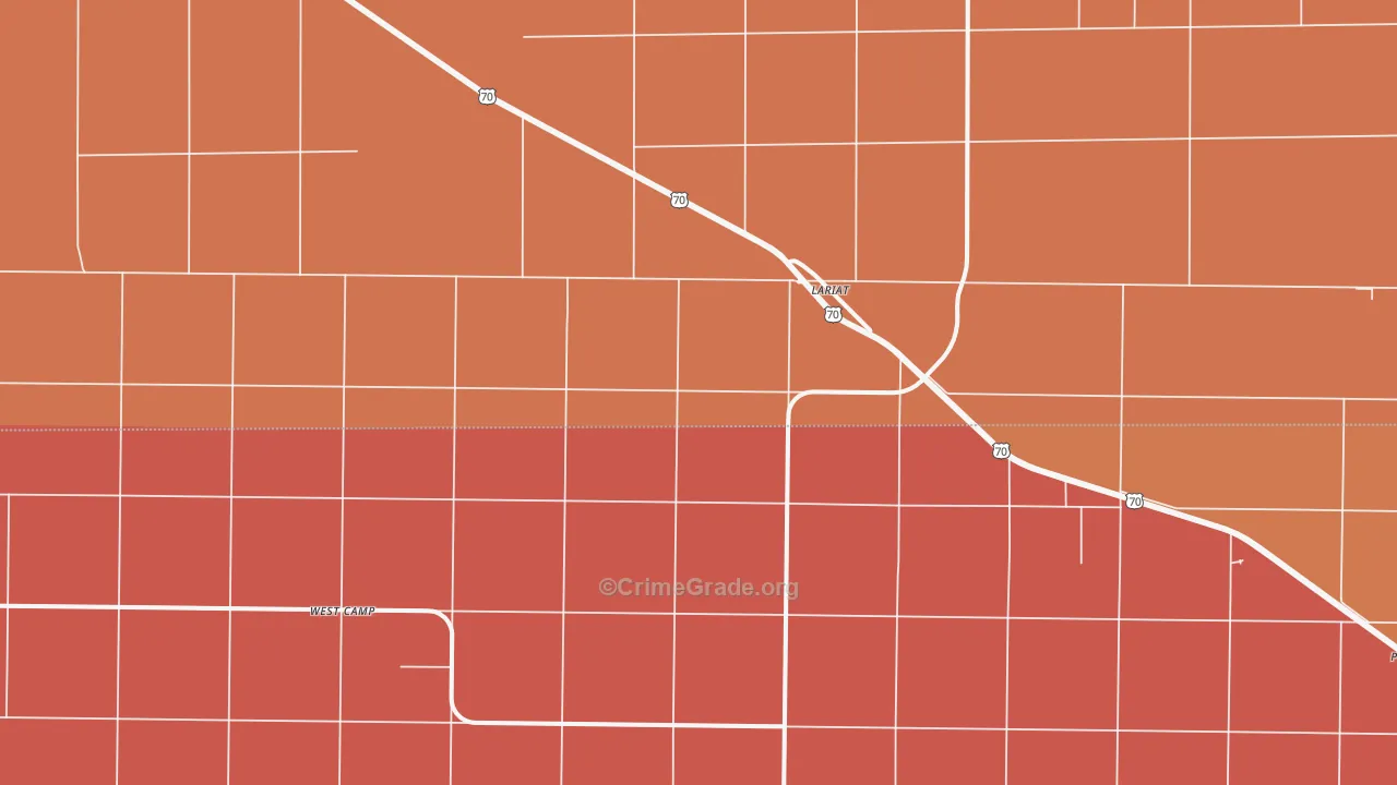 Lariat, TX Map of Burglary Rates