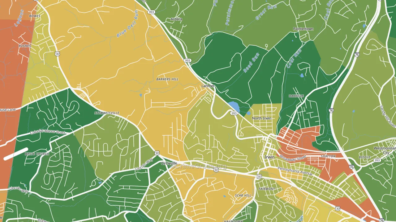 Larimer, PA Map of Burglary Rates
