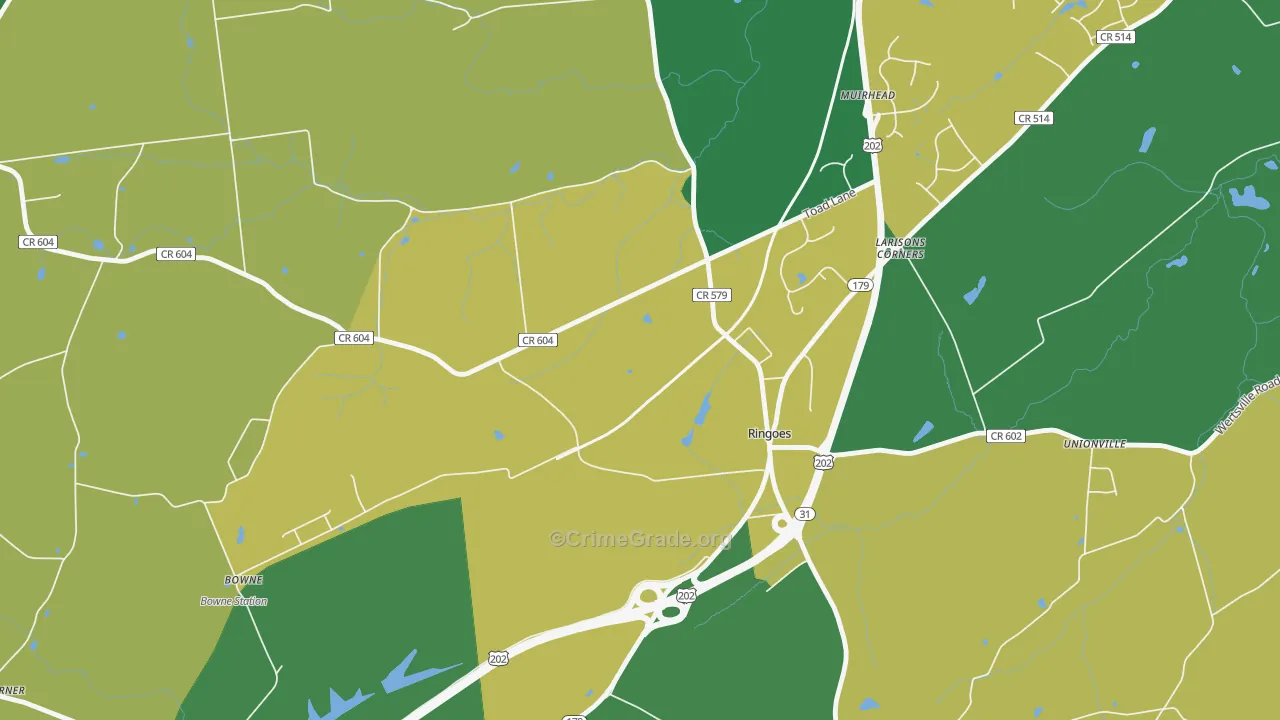 Larisons Corner, NJ Map of Burglary Rates