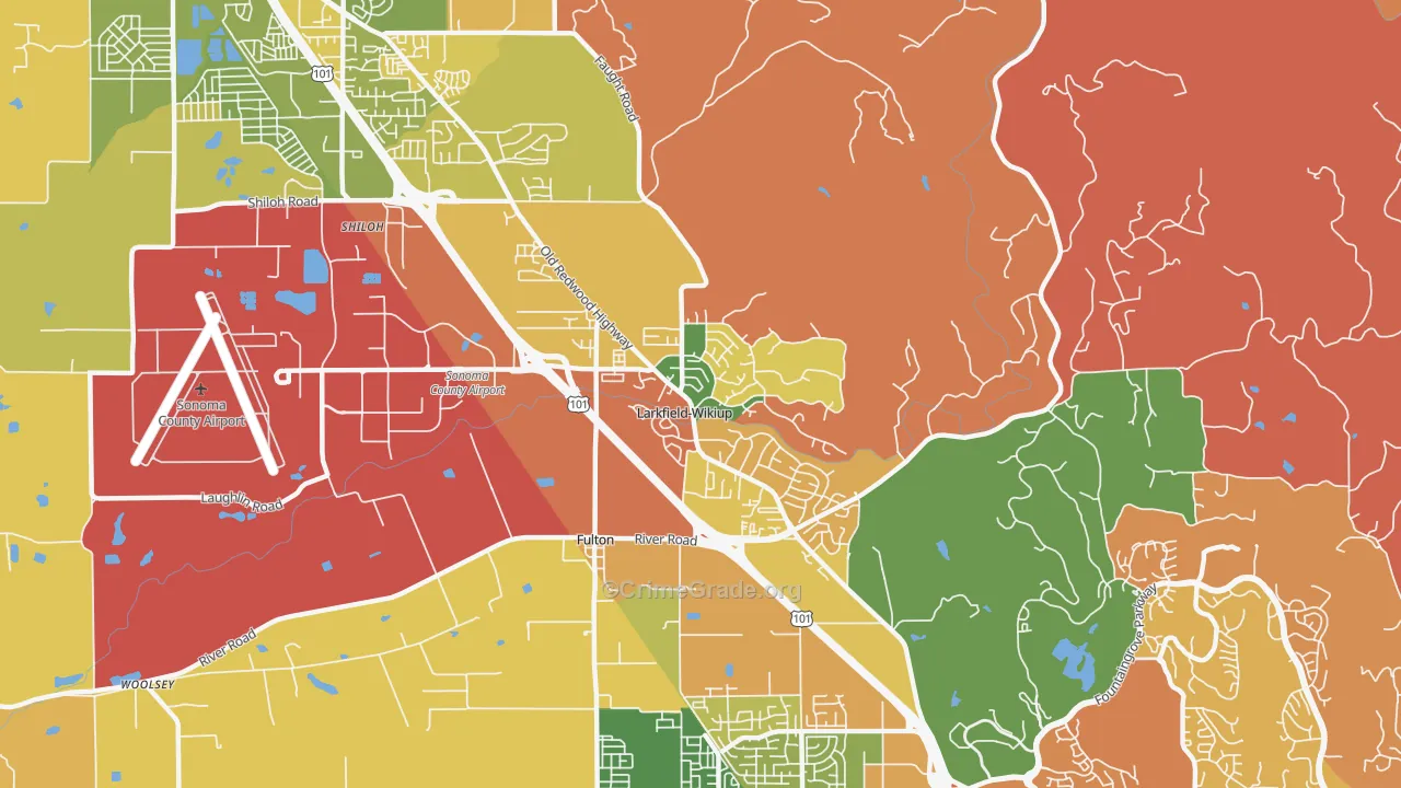 Larkfield-Wikiup, Santa Rosa, CA Map of Burglary Rates