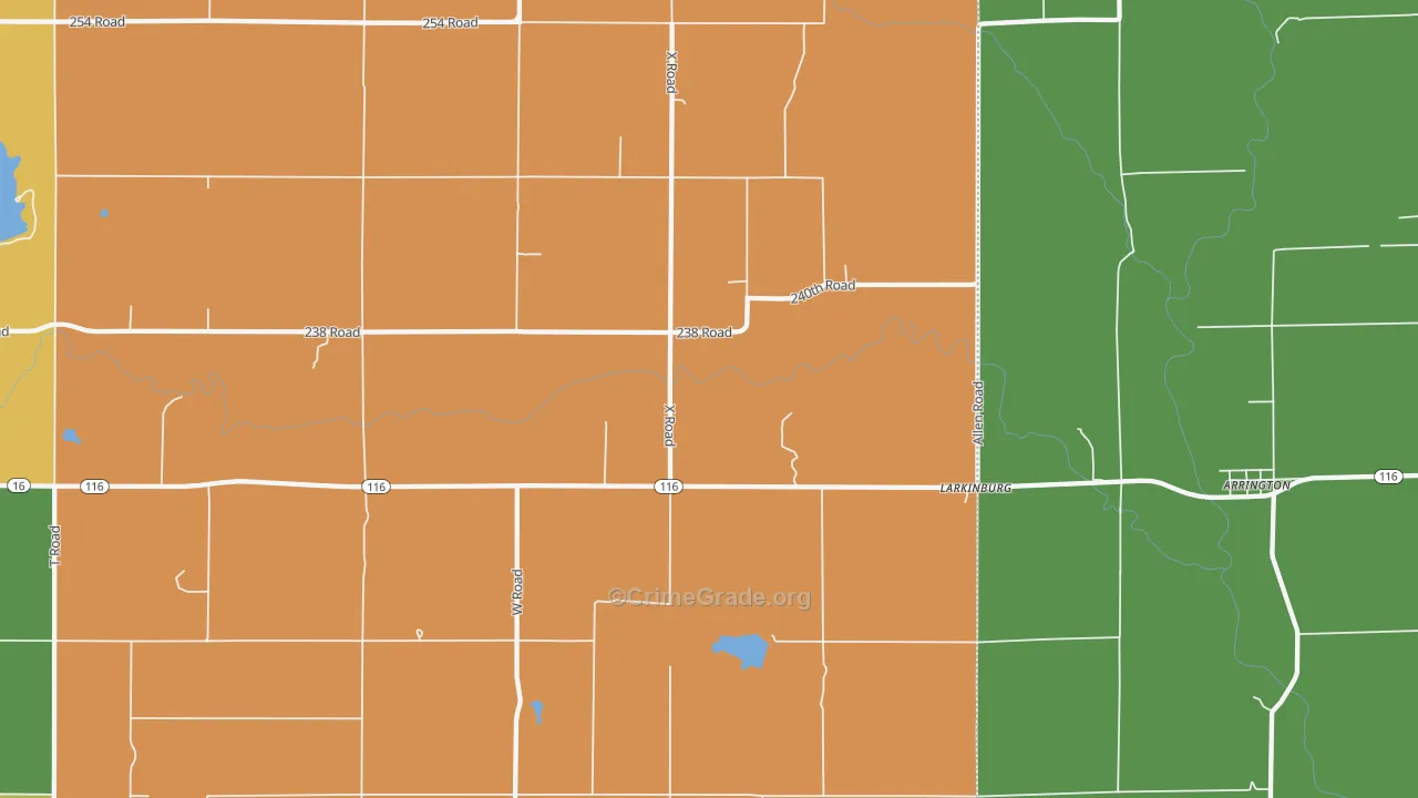Larkinburg, KS Map of Burglary Rates