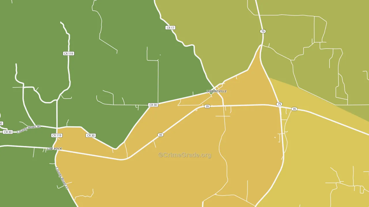 Larkinsville, AL Map of Burglary Rates