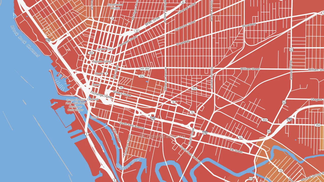 Larkinville, Buffalo, NY Map of Burglary Rates
