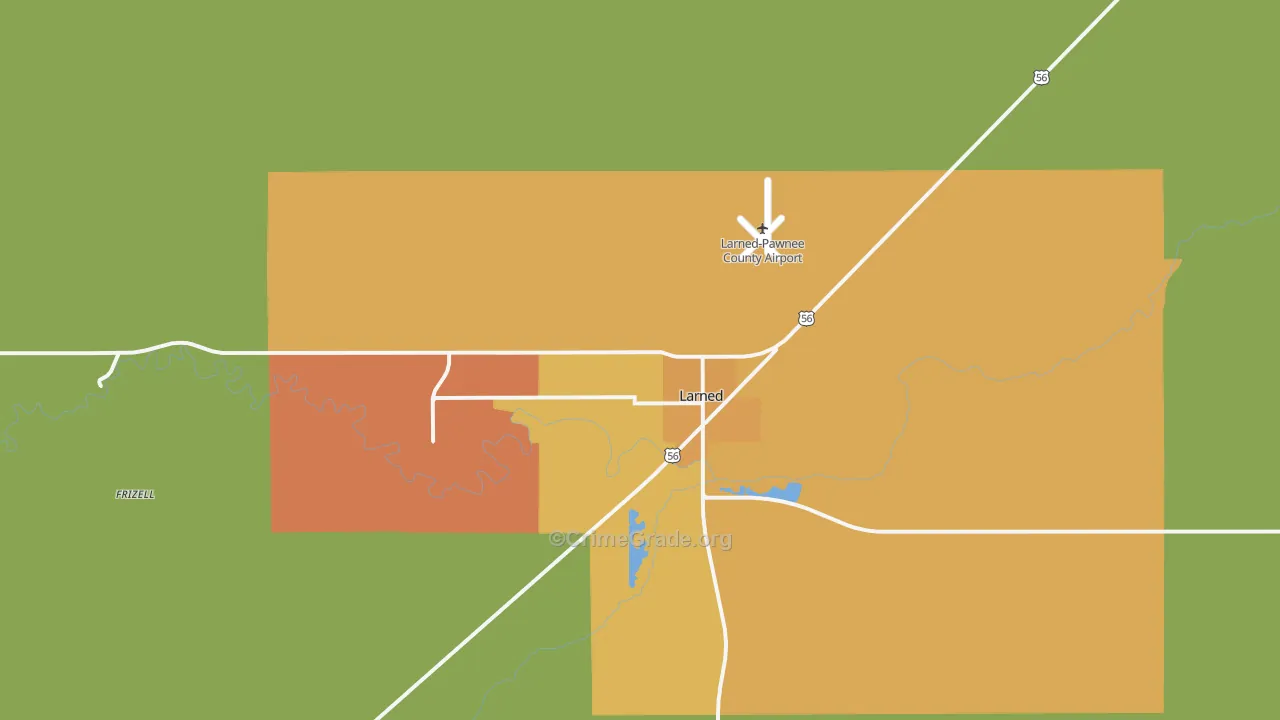 Larned, KS Map of Burglary Rates