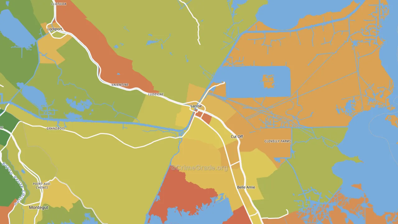 Larose, LA Map of Burglary Rates