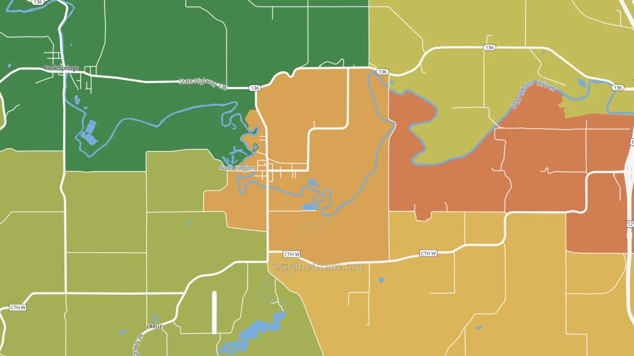LaRue, WI Map of Burglary Rates
