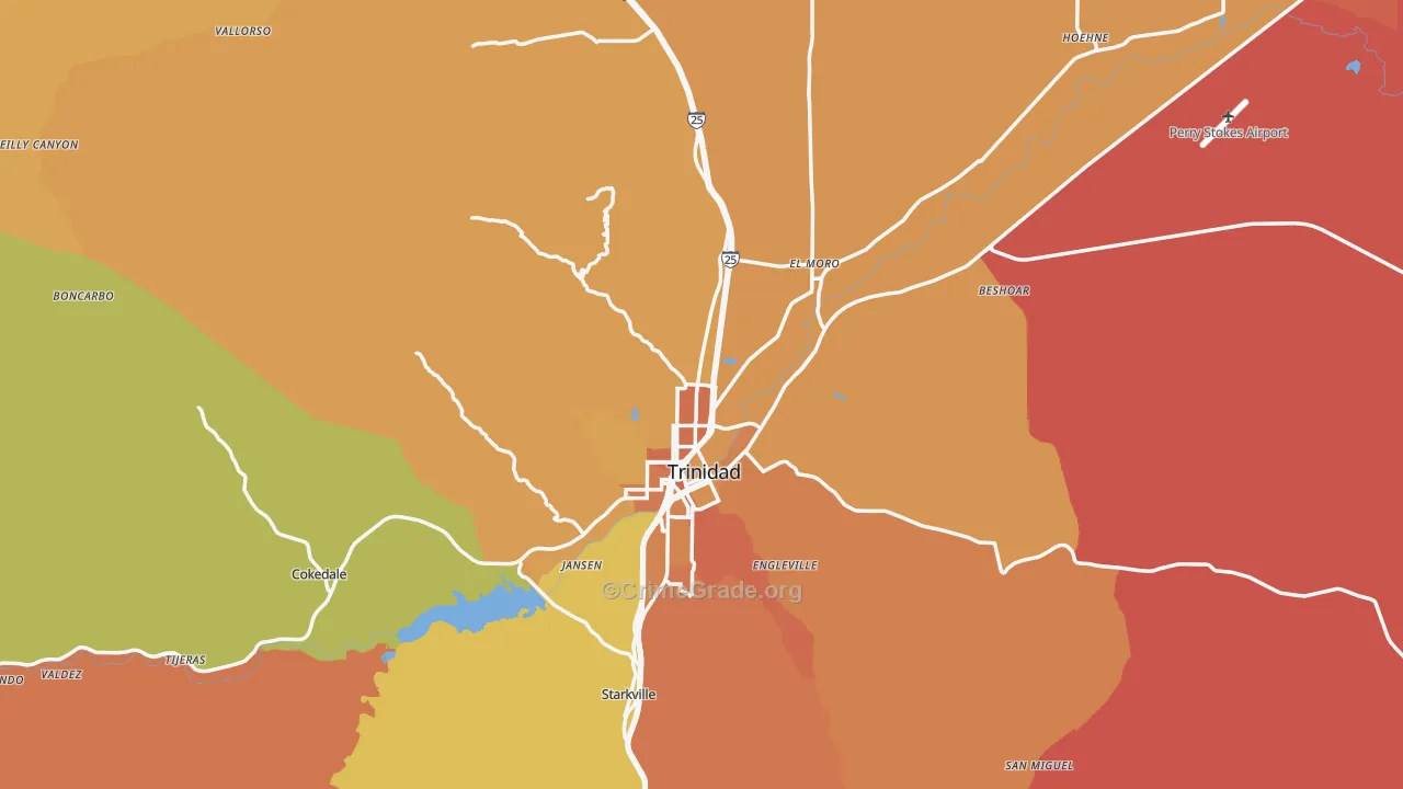 Las Animas County, CO Map of Burglary Rates