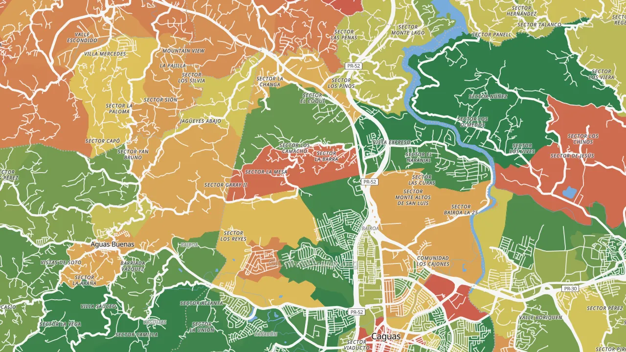 Las Carolinas, PR Map of Burglary Rates